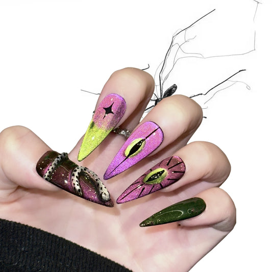 Venom Serpent - Demon Eye Goth Stiletto Press On Nails