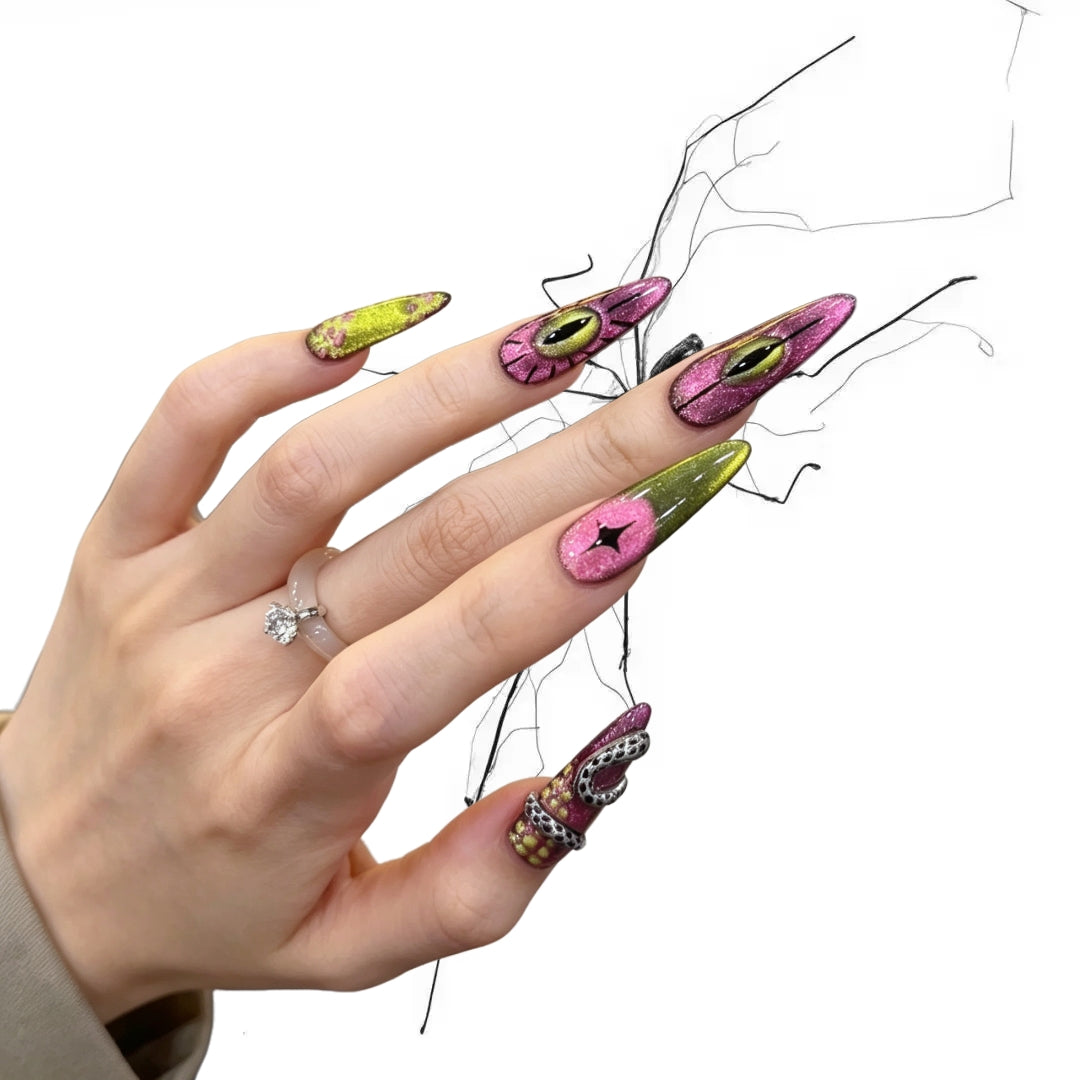 Venom Serpent - Demon Eye Goth Stiletto Press On Nails