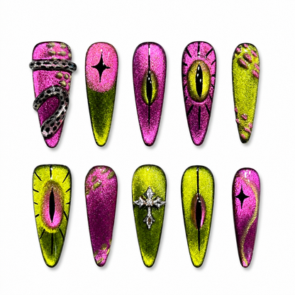Venom Serpent - Demon Eye Goth Stiletto Press On Nails